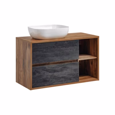 Ensemble meuble sous vasque GABI 100 cm avec vasque à poser blanche