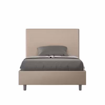 Lit simili cuir gris tourterelle Focus avec sommier tapissé 120×210