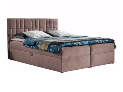 Lit continental Baltimore 143, Double, Rose, Tissu, Disponible