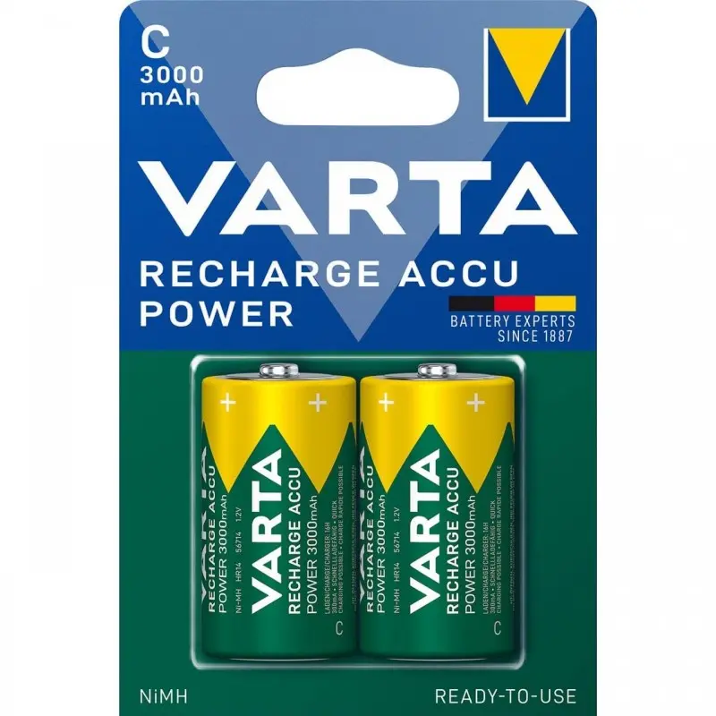 VARTA – 2 piles rechargeables HR14 / LR14 / C – 1,2 V – 56714101402