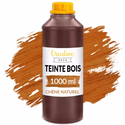 Creative Deco Teinte Bois Chêne 1L – Teinture Bois à Séchage Rapide – Protection de Surface – Vernis Bois Exterieur et Interieur