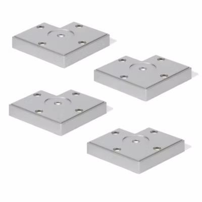 4un. Pied rehausseur de meuble en résine plastique ABS ANTI-HUMIDITÉ couleur aluminium mat. Hauteur 15mm