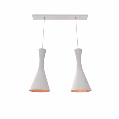 LUMICOM – JAQUELINE TRACK Suspension, 2x E27, max 42W, métal, blanc mat/feuille cuivre, L.60cm x H.45cm