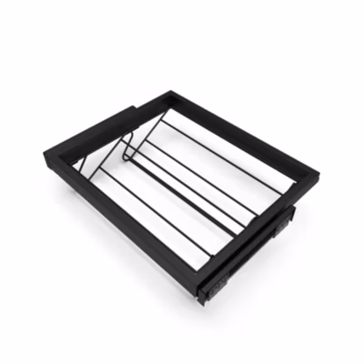 Emuca Kit de rangement de chaussures en métal et cadre coulissant à fermeture souple pour armoire, réglable, module 600mm, Noir