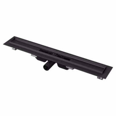 Alca Caniveau de douche avec bordure pour grille 950 mm + Manchon PVC 40 à Joint et à Coller, noir mat (APZ101BLACK-950-M)