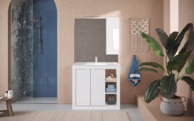 Meuble salle de bain + vasque Pratiko / BASIC 2.0 blanc laqué brillant 101x86x47 cm
