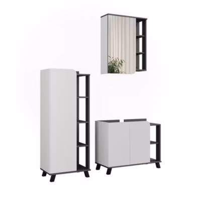 Vicco Meubles bain Anthracite/blanc 3 pièces