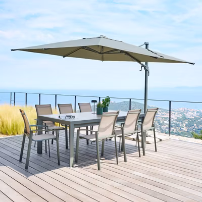 Parasol déporté carré inclinable Melhia 3×3 m vert laurier – Hespéride