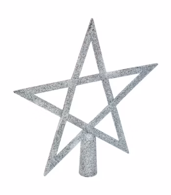 Déco Sapin de Noël Cimier Etoile Argent pailleté