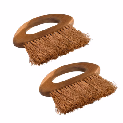 Lot de 2 petites brosses en bois de teck et fibre de coco – AKERA 01