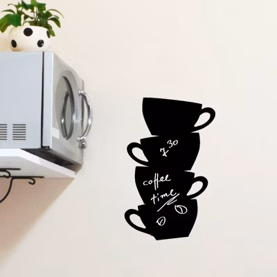 Sticker ardoise tableau noir – stickers muraux adhésif effaçable – TOUR DE TASSES – 25x40cm
