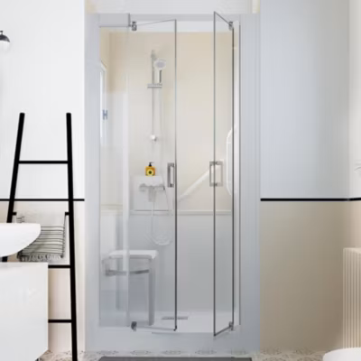 Cabine de douche Kinedo Kinemagic Design 100×70 niche basse pivotante verre transparent avec mitigeur