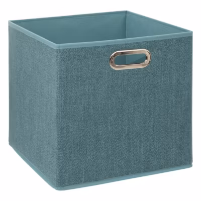 Panier tissu 31×31 cm Bleu pétrole Chiné Mix N&rsquo; Modul – 5Five