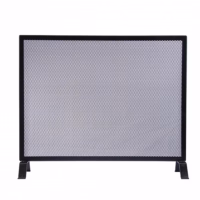 Grille de Protection, Pare-feu pour cheminée, en Fer forgé couleur Noir – Hauteur 55 x Longueur 66,5 cm