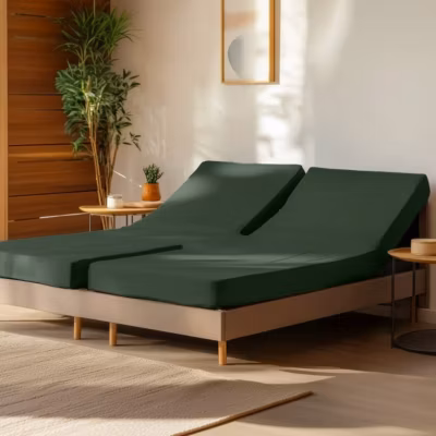 Drap housse en percale de coton pour lit articulé Eucalyptus 140×190 cm SOFT PERCALE