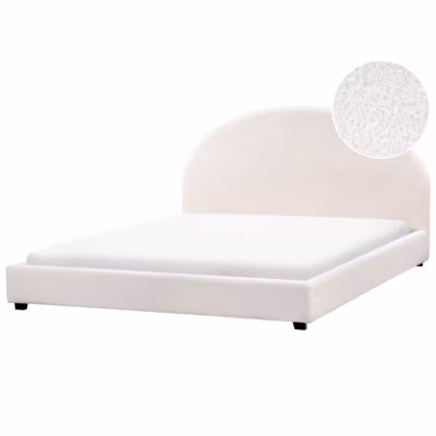 Lit avec sommier Bouclé VAUCLUSE 180 x 200 cm Blanc cassé
