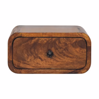 Artisan Furniture Bois massif Avora Mini châtaignier table de chevet à fixation murale, 1 tiroir, marron foncé
