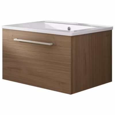 Meuble de salle de bain suspendu 60cm NICE CLASSIC bois clair – Vasque en céramique