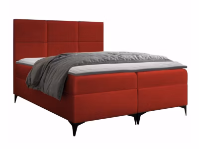 Lit continental Baltimore 133, Unique, Rouge, Tissu, Disponible