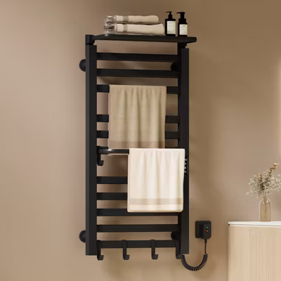 EMKE Radiateur sèche-serviettes électrique salle de bain 100 x 50 cm, température constante intelligente, 280 W, noir mat