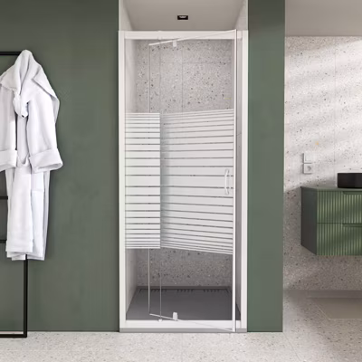 Porte de Douche Extensible de 69 a 80 x 185cm – Profil Blanc – Verre Trempé 4mm – FLEXY
