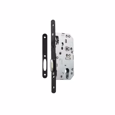 Serrure à larder D454 clé I axe 50mm bout rond finition noir avec gâche VACHETTE 22694000