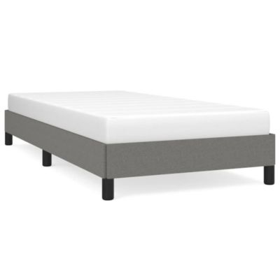 Lit simple, Lit adulte, Cadre de lit sans matelas gris foncé 90×190 cm tissu