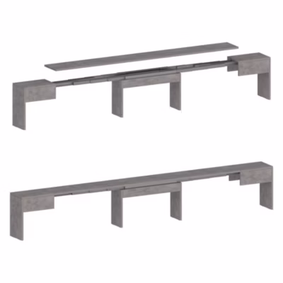Banc Quedan, Lot de 2 Sièges pour table à manger, Bancs extensibles, 290x25h45 cm, Gris