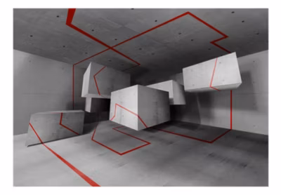 Papier peint intissé panoramique 3d et perspective red trail 100×70 cm