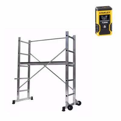 Echafaudage domestique : Hauteur de travail max 2.90m + Télémètre laser STANLEY – 205700-LASER