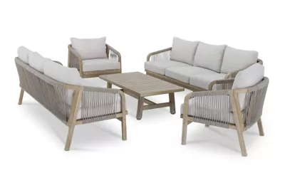 Set de jardin 8 places en acacia et corde tressée – Siena