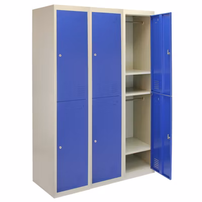 Lot de 3 Casiers de Rangement de 2 Portes en Acier Bleu