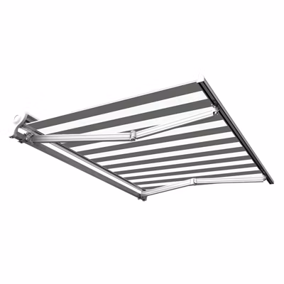Store banne manuel Demi coffre 2,5 x 2 m pour terrasse – Blanc gris – Sunny Inch