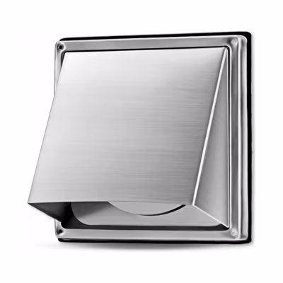 Grille ventilation inox brossé rejet d&rsquo;air carrée à capot clapet anti retour intégré – Diamètre (mm) 125