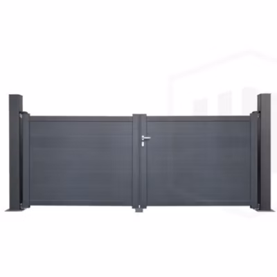 Portail battant aluminium SHELBY Gris 7016 H160 x L350 cm – Vendu sans poteaux