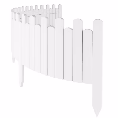 Bordure de Jardin en Bois Clôture d&rsquo;Extérieur 200 cm x 30 cm Blanc Barrières de Jardin Piquets d&rsquo;ancrage Bordure de Gazon