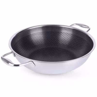 Wok En Acier Inoxydable Antiadhésif COOKCELL 28 Cm Pour Amateurs De Cuisine Asiatique