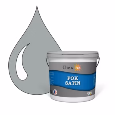 Peinture murs intérieurs satinée- Cuisine & Salle de bain POK SATIN – Gris Moyen 50m² – 5L