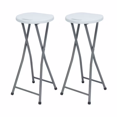 Pack de 2 tabourets hauts pliants blancs 30×76 cm Thinia Home