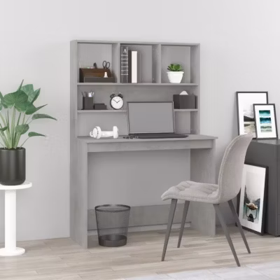 vidaXL Bureau avec étagères Gris béton 102x45x148 cm Bois d&rsquo;ingénierie 823004