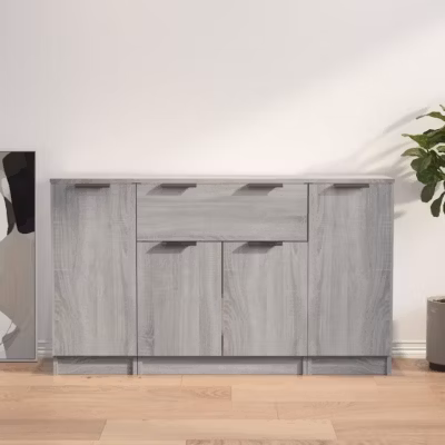3115834 vidaXL Buffets 3 pcs Sonoma gris Bois d&rsquo;ingénierie