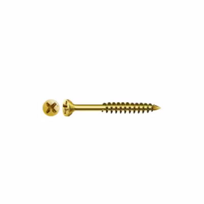 100 Vis Bois Tête Fraisée Pozidriv YELLOX + pointe 4CUT F/Partiel 5 x 90 mm – Zingué Bichromaté Cr3 – D-Work