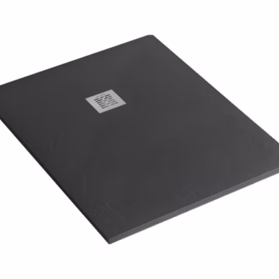 Receveur de douche à poser extra-plat épaisseur 28mm en pierre SANINDUSA STONIT Marina 150×90 antidérapant classé C3 noir