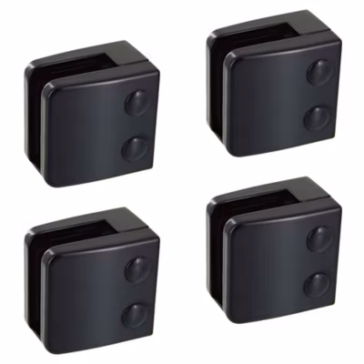 4 x Pince à verre plate modèle 06 – Ep. verre 10,76 mm – Zamak noir RAL 9005