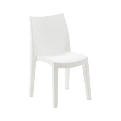 Chaise DMORA H. 55 cm empilable non pliable en rotin interieur blanc
