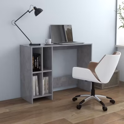 vidaXL Bureau d&rsquo;ordinateur portable Gris béton 102,5x35x75cm Aggloméré