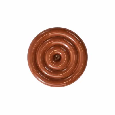 Bougeoir orange en grès L17xH2,5cm