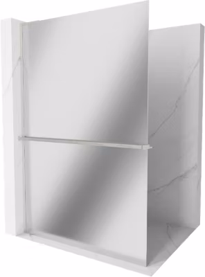 Mexen Kioto+ L paroi de douche avec étagère Walk-in 90 x 200 cm, miroir, nickel brossé – 800-090-123-97-50