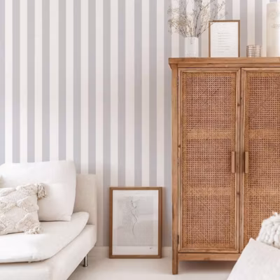 Papier peint adhésif a rayure gris et blanc en vinyle lavable et amovible – 1 rouleau 50×300 cm – Decochic