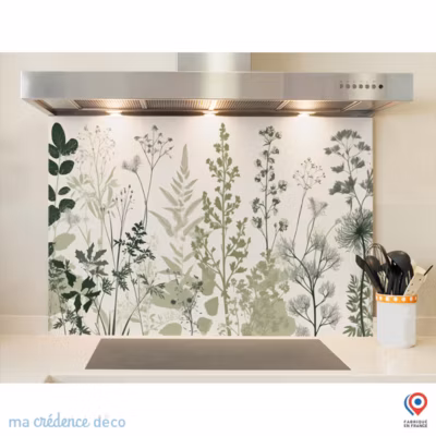 Crédence cuisine fond de hotte Herbe sauvage – Alu composite – L 60 cm x H 45 cm – MaCrédenceDéco